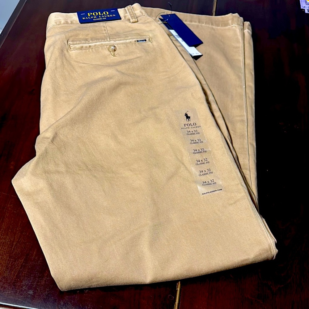 Polo by Ralph Lauren Tan Chinos Classic Fit 100% Cotton Men’s 34x32 NWT